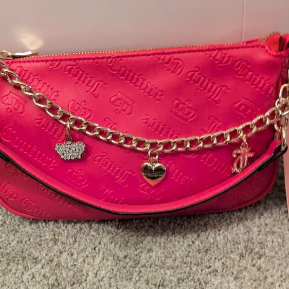 Nwt Juicy Couture Hot Pink Shoulder Bag with Gold Chain - Picture 8 of 16